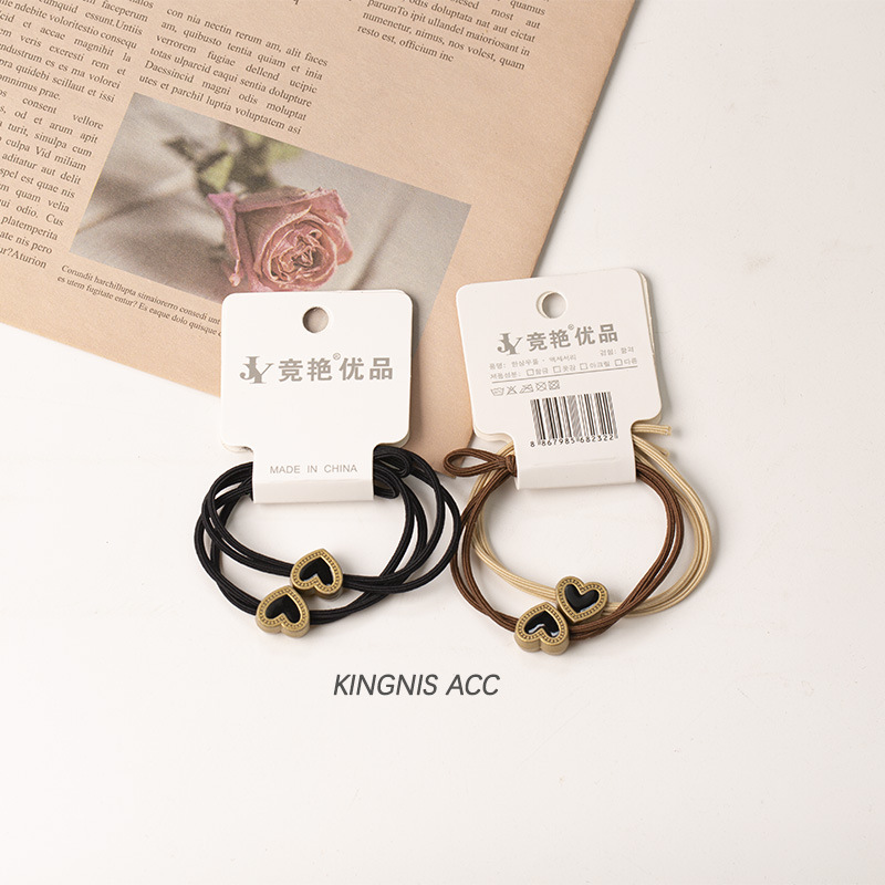 New Korean Style Alloy Rabbit Hair Rope Cute Little Bear Head Rope Three-Dimensional Online Sensation Heart Hair Accessories Female Niche Personality Ol