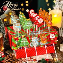 圣诞节糖果棒棒糖批发高颜值零食老人雪人卡通造型水晶糖圣诞礼物