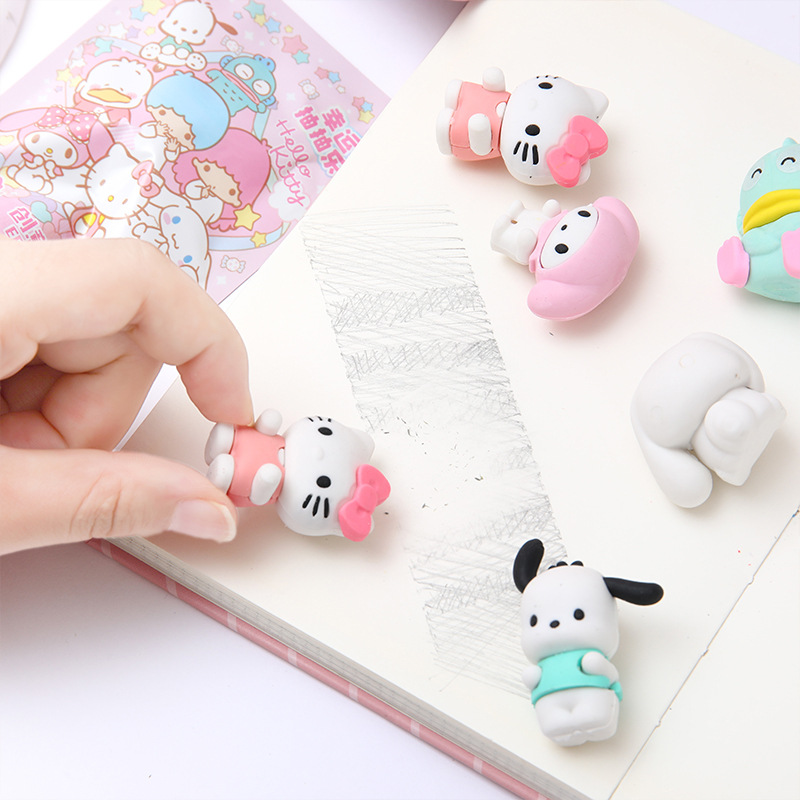 Sanrio Rubber Blind Box Good-looking Cute 3D Eraser Removable Assemble Clearomizer Fun Chouchoule