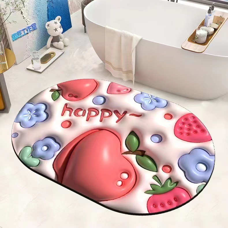 New 3D Diatom Ooze Carpet Floor Mat Water-Absorbing Quick-Drying Foot Mat Bathroom Crystal Velvet Floor Mat Wholesale