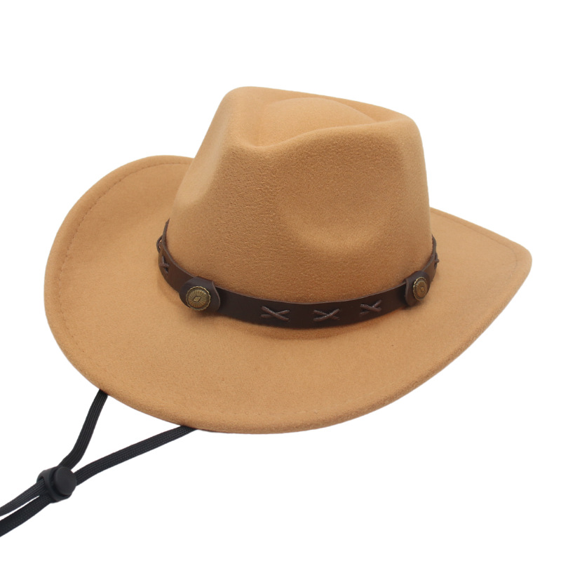 牛仔很忙墨西哥翘边帽子冒险家角色扮演镖客外贸爵士跨境毛毡帽子