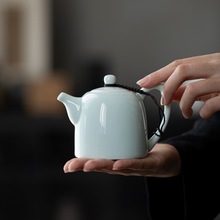 粉青瓷茶壶茶具秦权壶复古简约办公家用手工功夫茶具中式主泡茶器