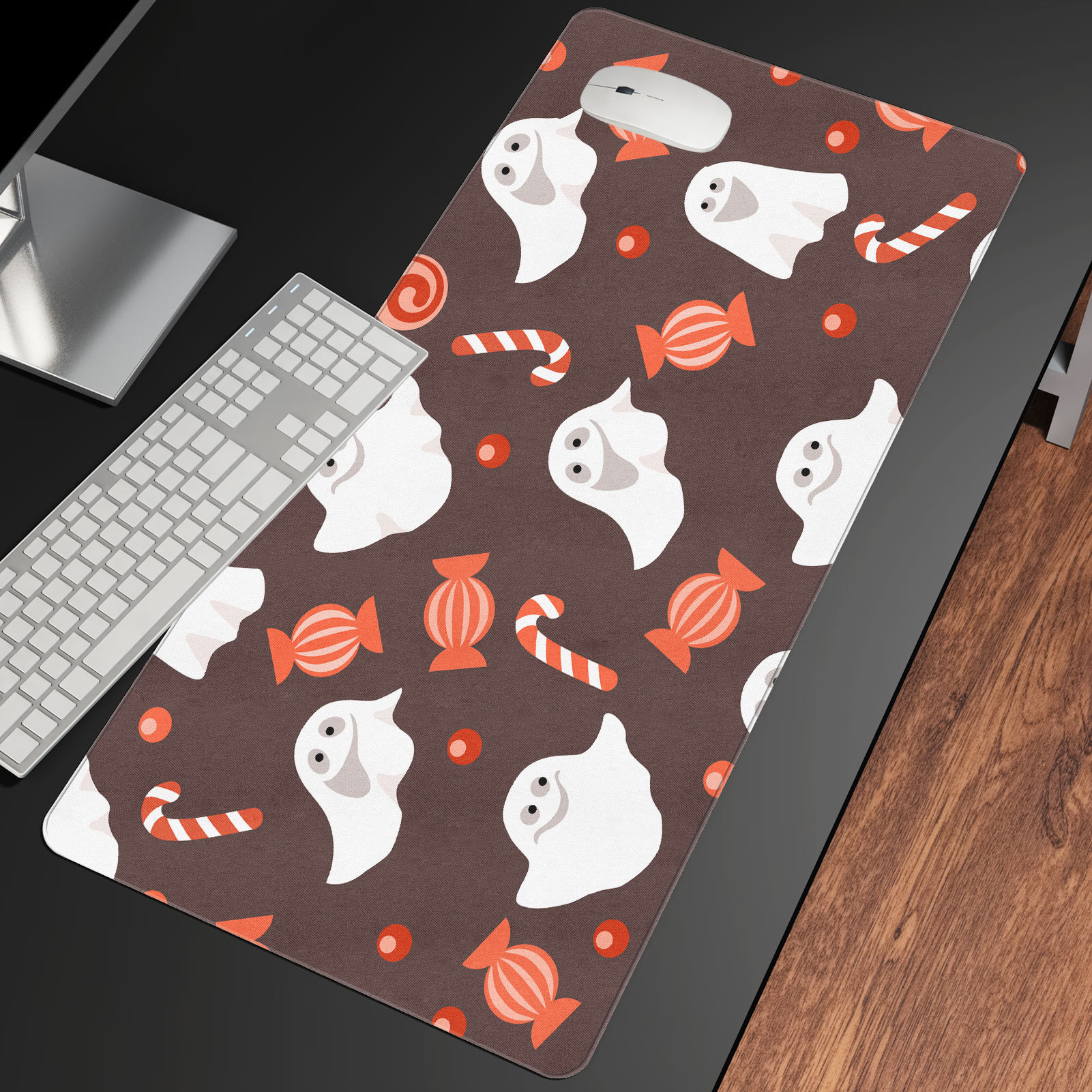 家用鼠标垫定 制图案logo万圣办公日常长方形桌垫可爱幽灵鼠标垫