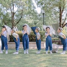 六一儿童演出服夏季幼儿园毕业季拍摄套装运动会表演服牛仔背带裤