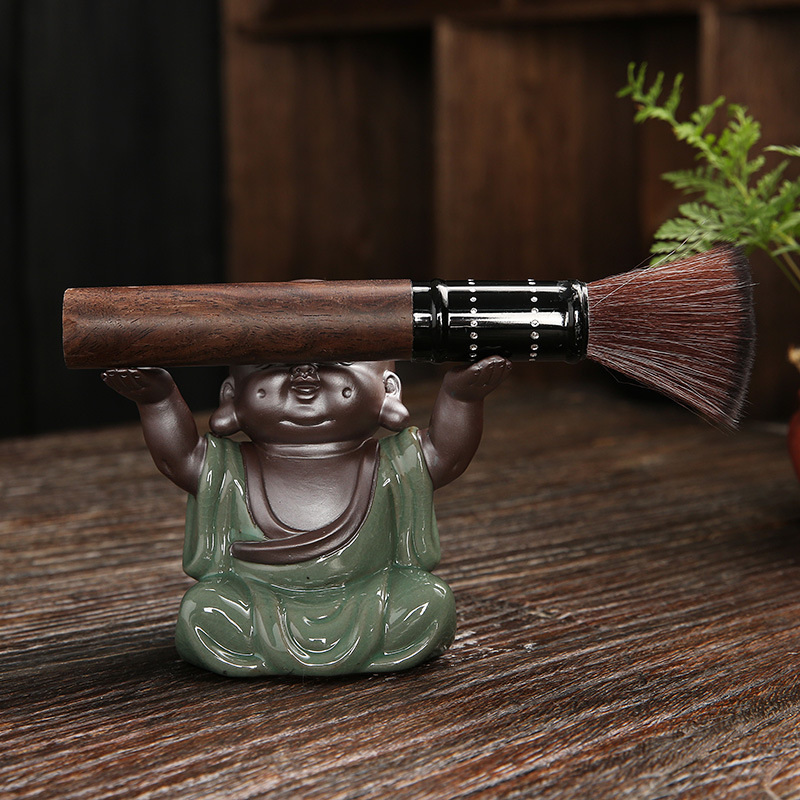 禅意小和尚紫砂茶宠摆件茶道功夫茶具茶配件精品可养创意茶台装饰