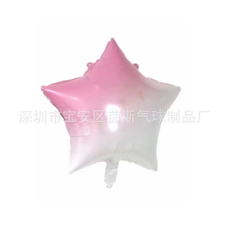 New 18-Inch Gradient Pink Blue Love Five-Pointed Star Aluminum Balloon Birthday Party Decoration Heart Shaped Aluminum Foil Balloon