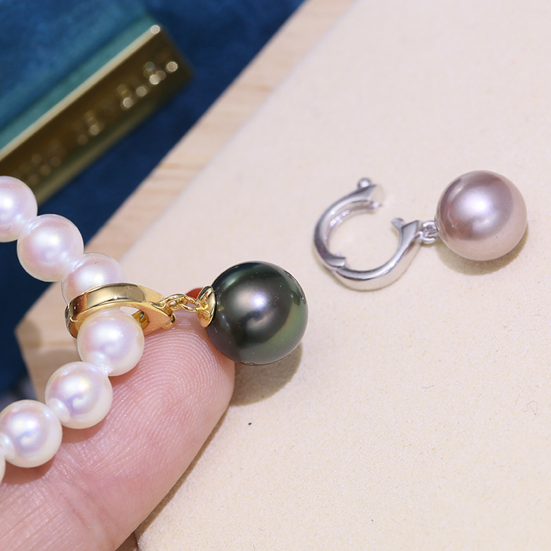 diy配件 s925纯银可拆卸万能扣 珍珠吊坠项链两用空托夹扣银托女