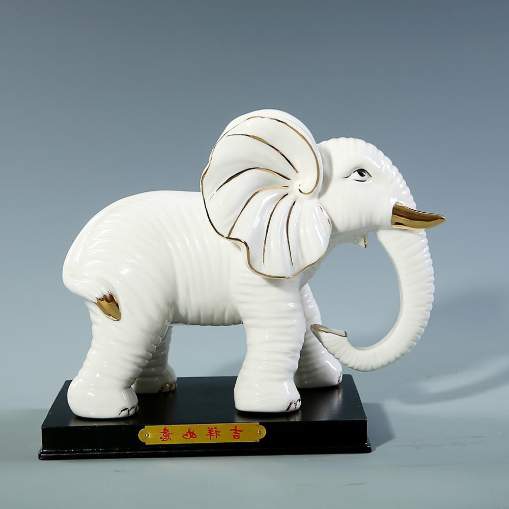 陶瓷大象摆件白象摆设夫妻象情侣象一对白色镇宅招财风水家居饰品