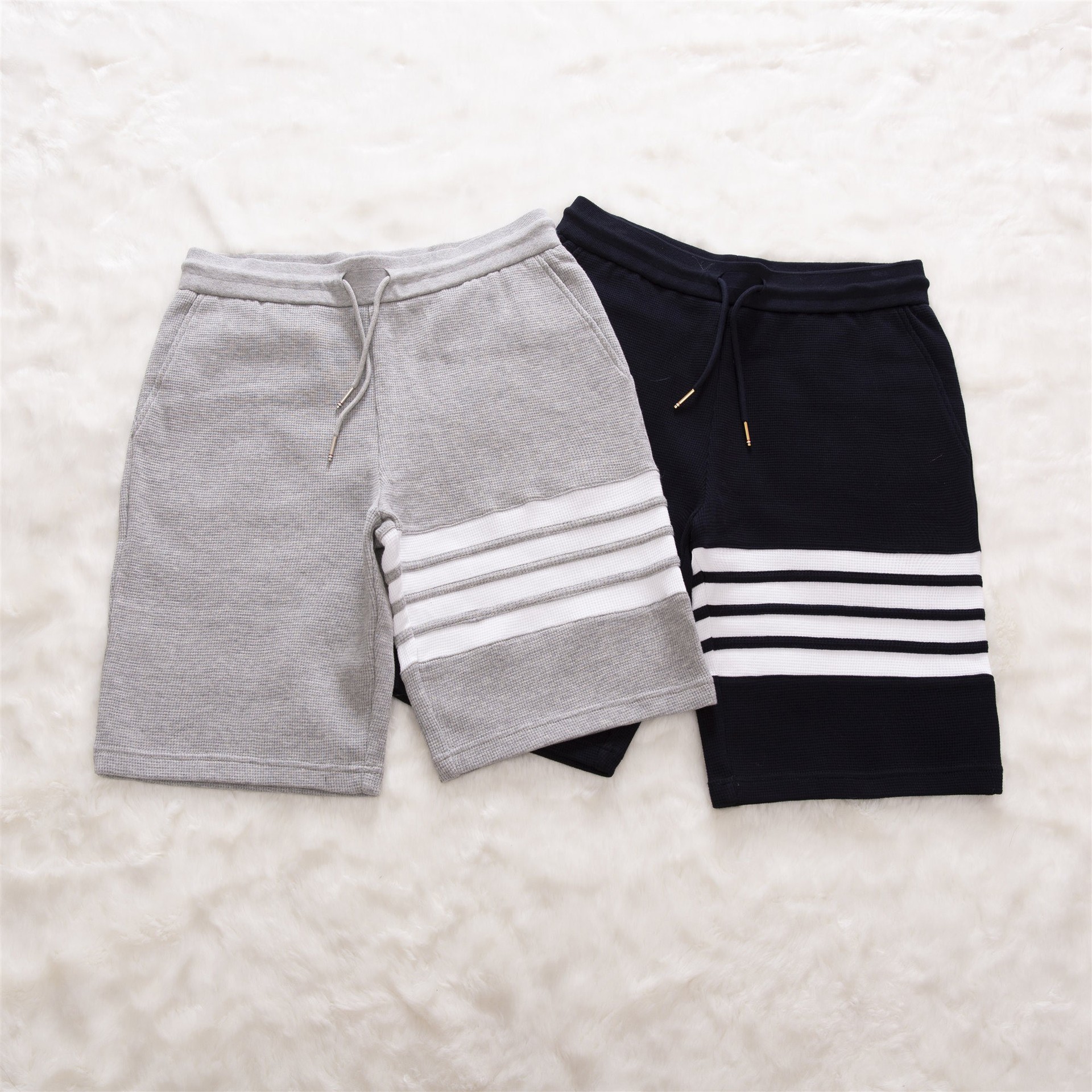 厂家批发夏季新款tb华夫格短裤男女情侣款五分裤休闲裤子一件代发