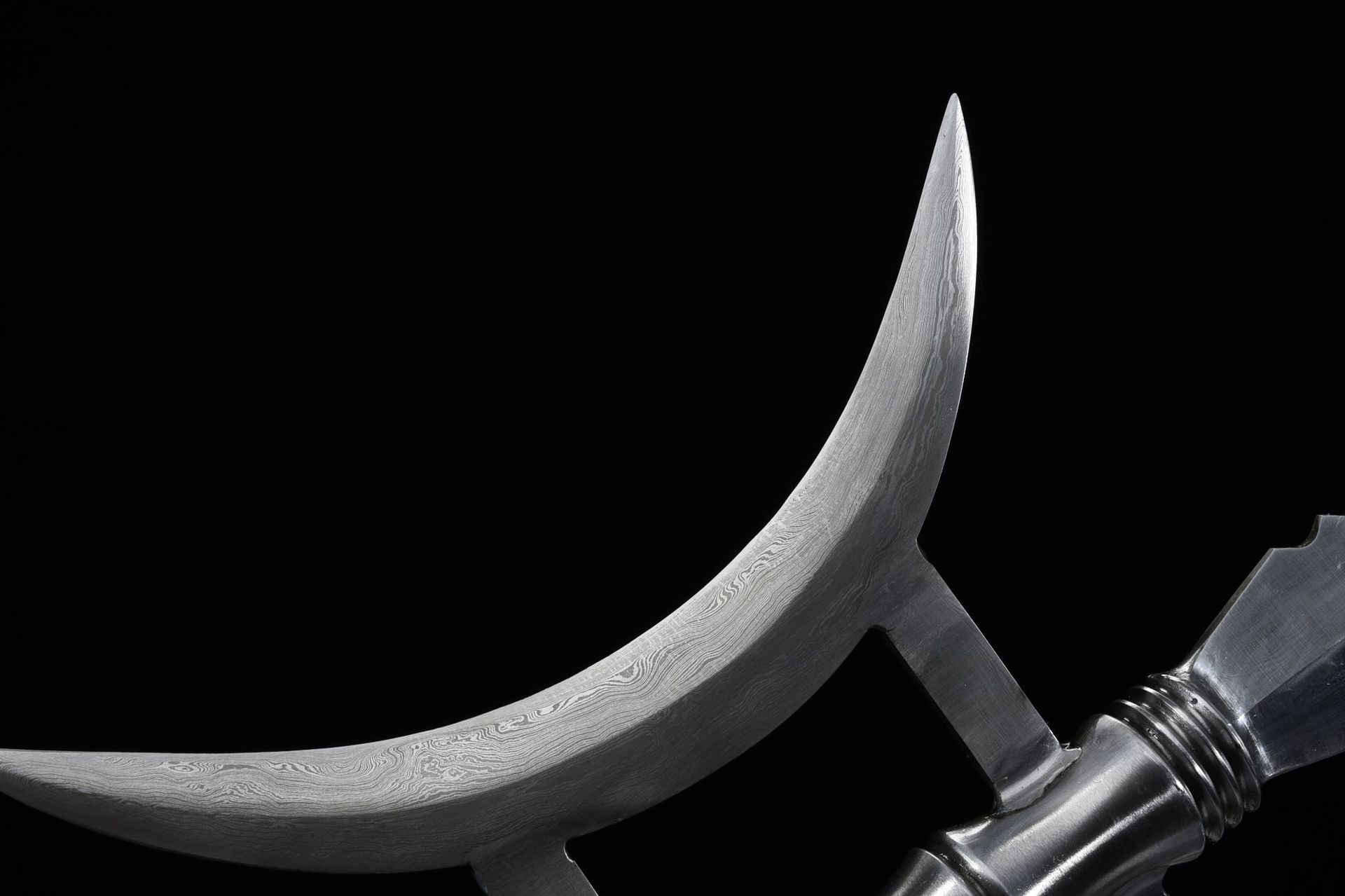 龙泉市刀剑花纹钢手工锻打十八般兵器双月方天画戟影视摆件未开刃