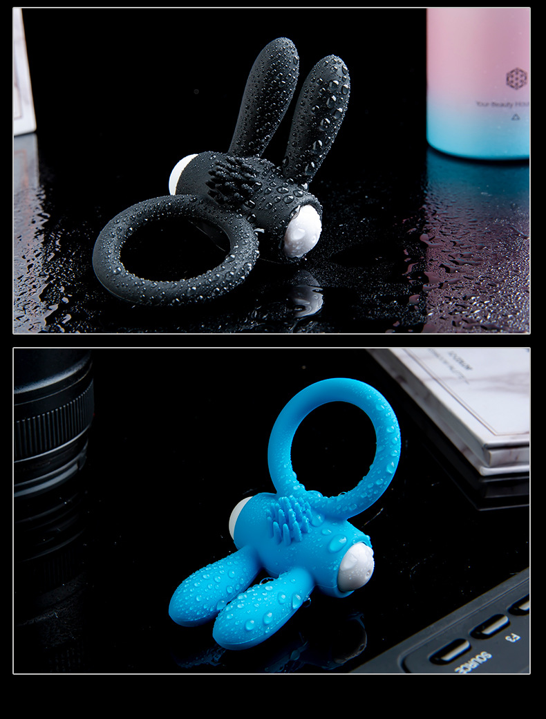 悦泡情趣男用穿戴小兔子震动环小巧锁精设计清洗方便携带男女共震