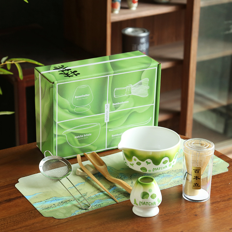 跨境抹茶茶具套装水果抹茶碗带嘴茶筅百本立整套宋代点茶器具厂家