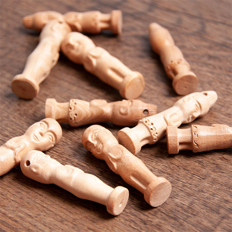 桃木手把件小人偶 肥城桃木请详细腻雕刻线条优美小人偶桃木人