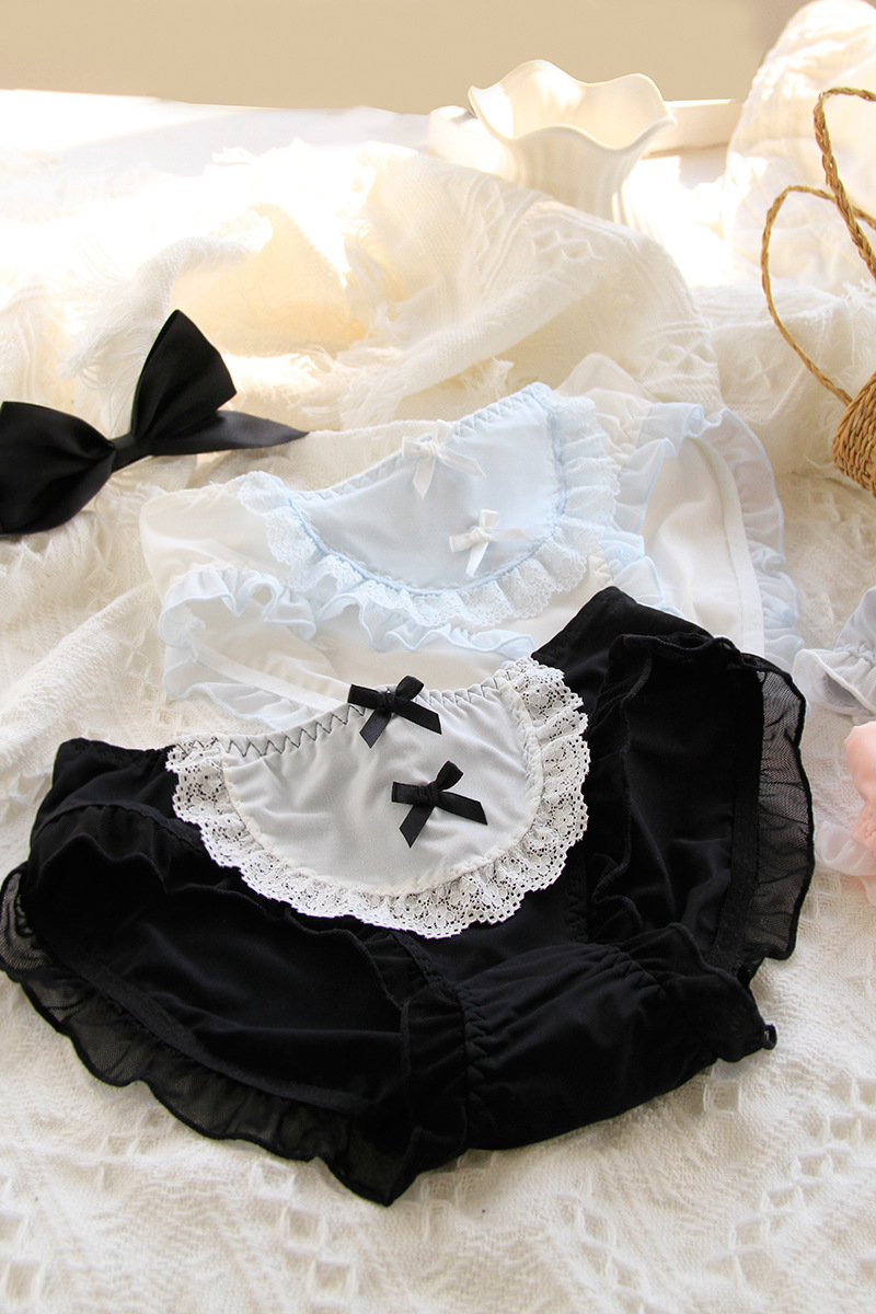 洛丽塔制服女仆冰丝内裤黑暗少女蕾丝中腰内裤日系lolita风 a002