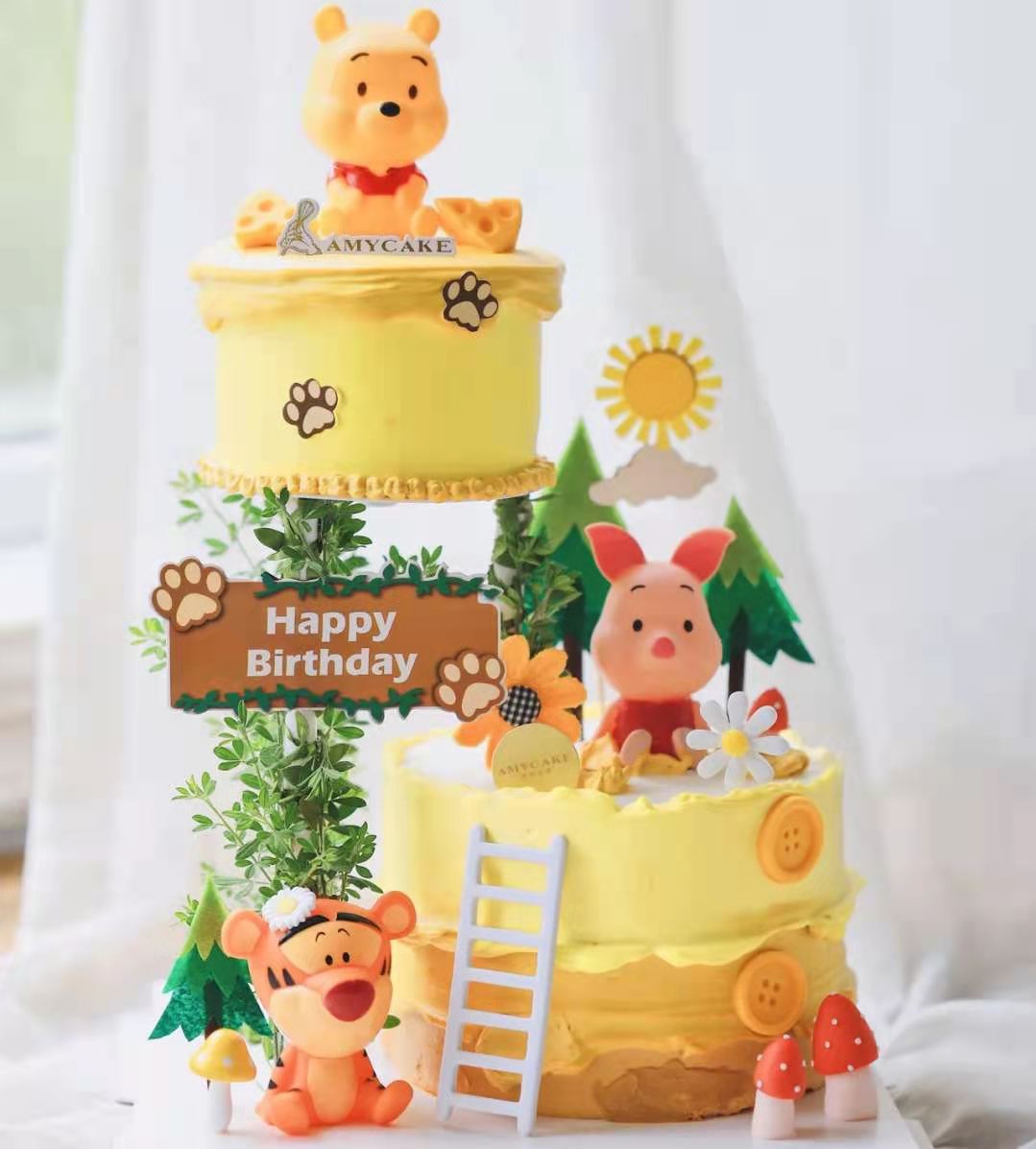 网红卡通动物蛋糕摆件 小熊生日蛋糕摆件 儿童蛋糕装饰摆件