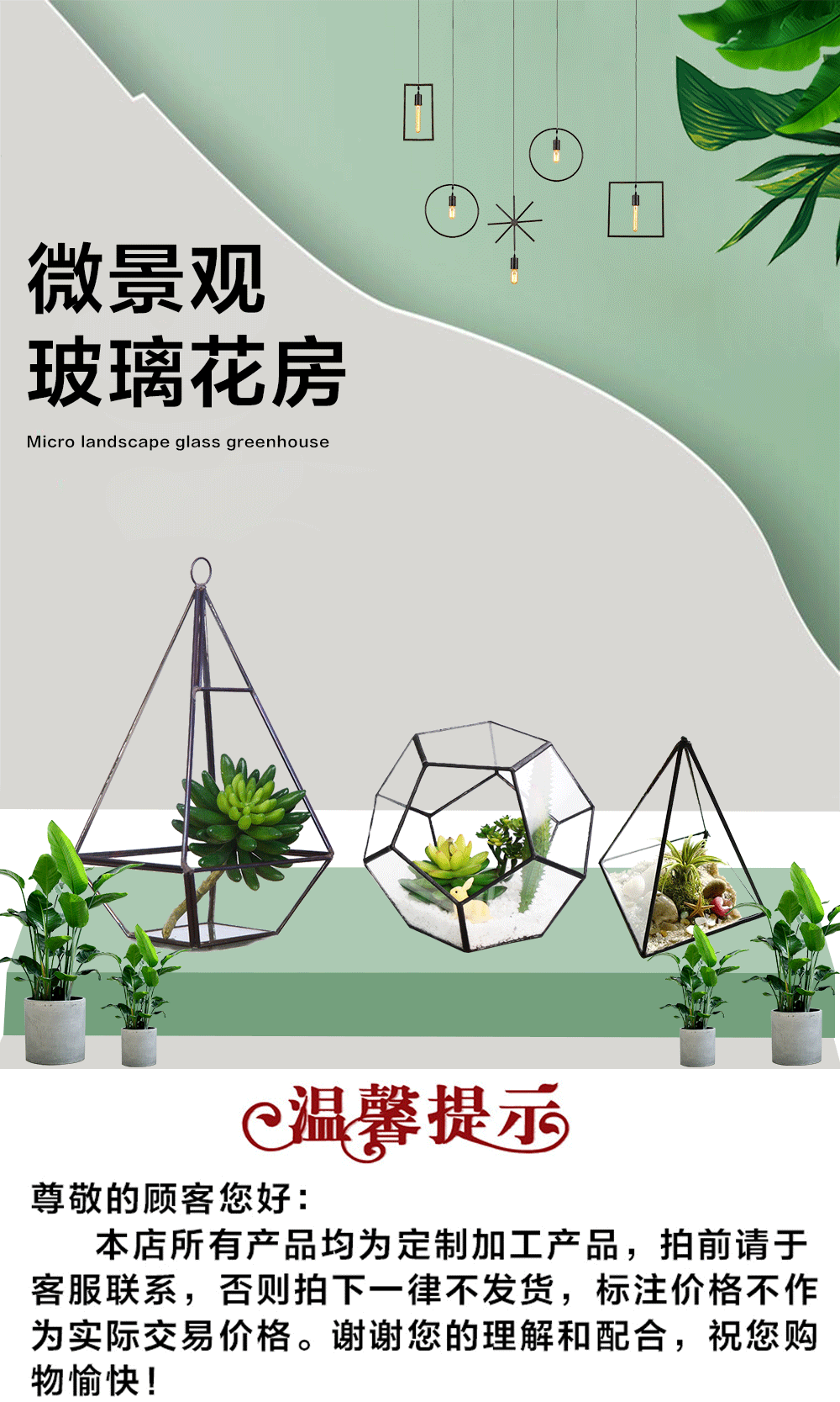 玻璃家居工艺制品 铁艺玻璃花瓶 植物透明玻璃花瓶家居桌面装饰