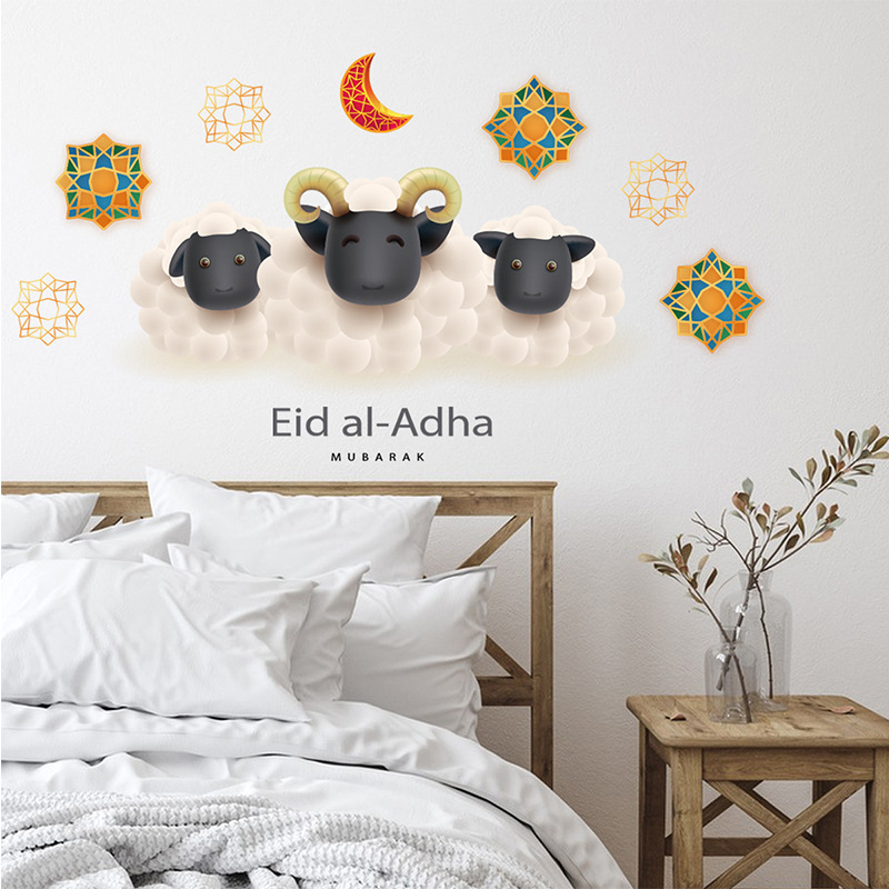宰牲节墙贴纸山羊月亮图案装饰客厅卧室玄关自粘画跨境速卖通代发