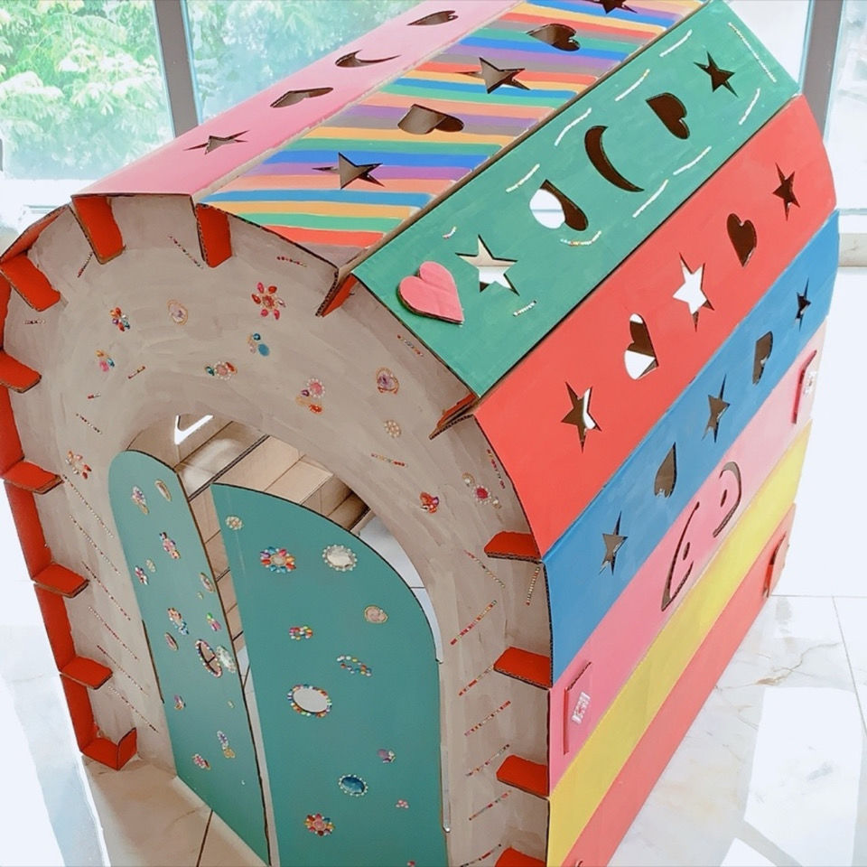 恐龙玩具可穿戴纸盒手工制作纸皮恐龙外壳硬纸版diy拼装模型0612