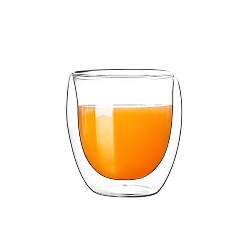 glass cup Borosilicate Glass Egg Cup Transparent Glass Milk Tea Drinking Cup Household Double-Layer Insulated Breakfast Juice Cup