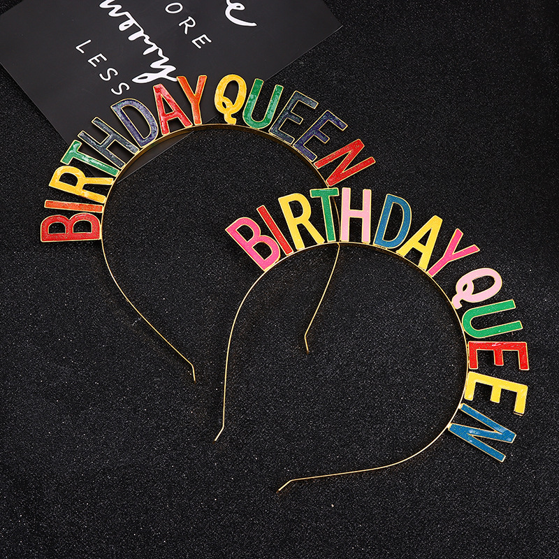 欧美圣诞新年快乐happy new year金属镶钻发箍派对字母皇冠头饰