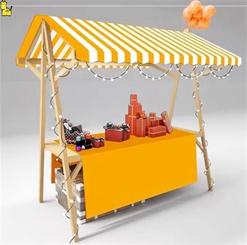 木质活动棚架集市移动摊位商场售货车户外实木展示架夜市摆摊神器