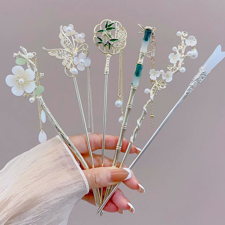 Hairpin Ancient Style Sandalwood Hairpin High-Grade Handmade Tassel Hairpin Updo Hairpin New Chinese Style Hanfu Exquisite Hair Accessories for Women