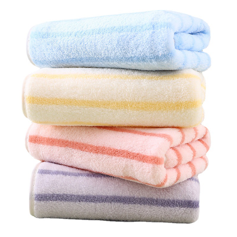 Coral Velvet Towel Thickened Cationic Stripes Face Cloth Soft Absorbent Present Towel 5 Pack Wholesale