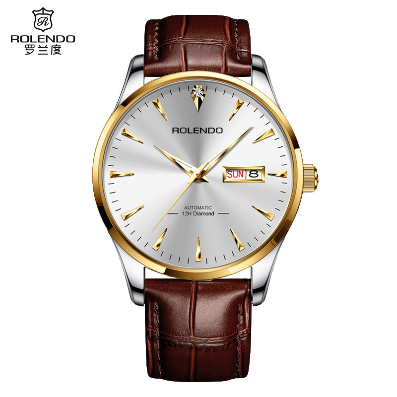 罗兰度瑞士手表防水男士罗兰度全自动机械表镂空7025黑武士钢壳