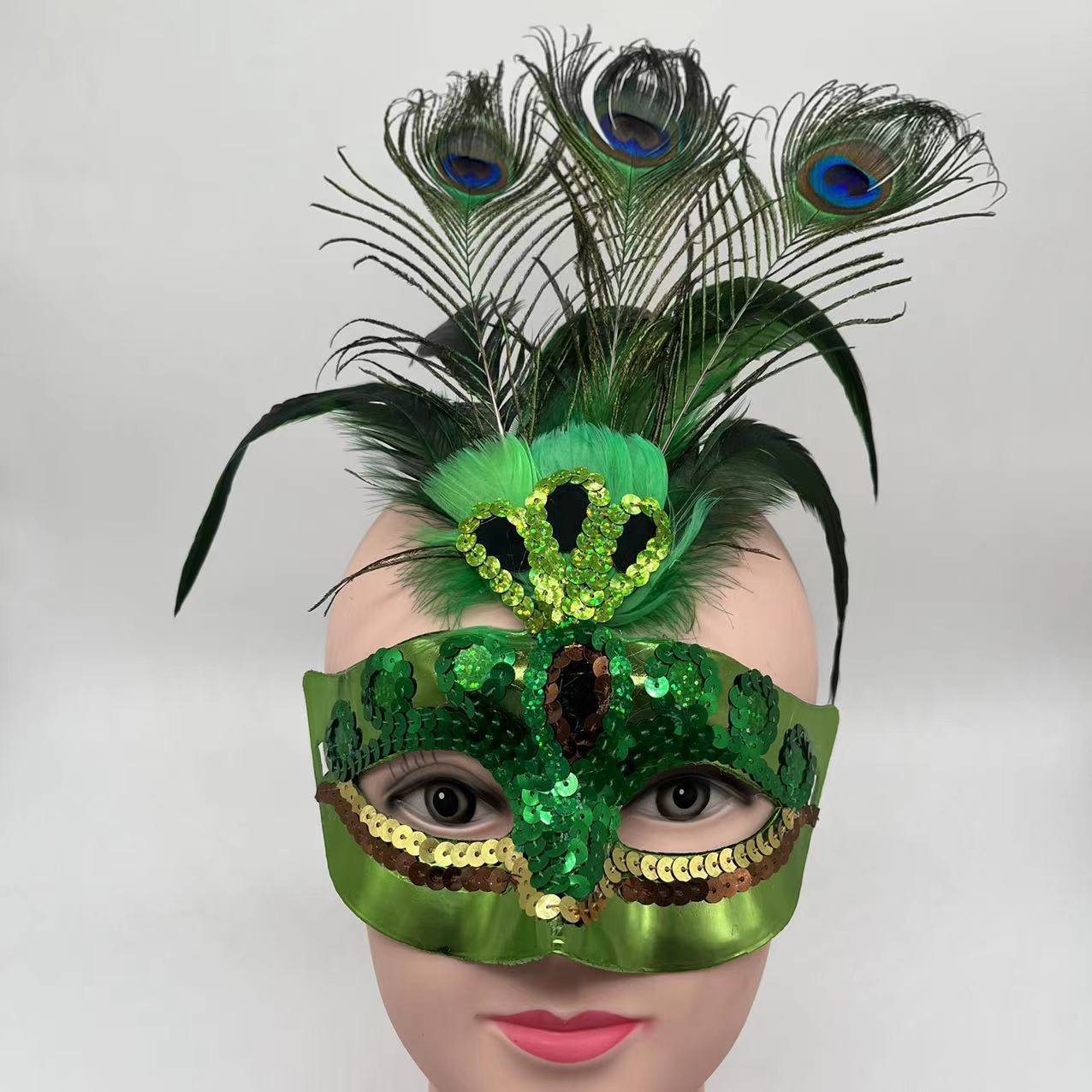 Peacock Feather Sequins Mask Halloween Party Performance Mask Venice Makeup Dance Mask