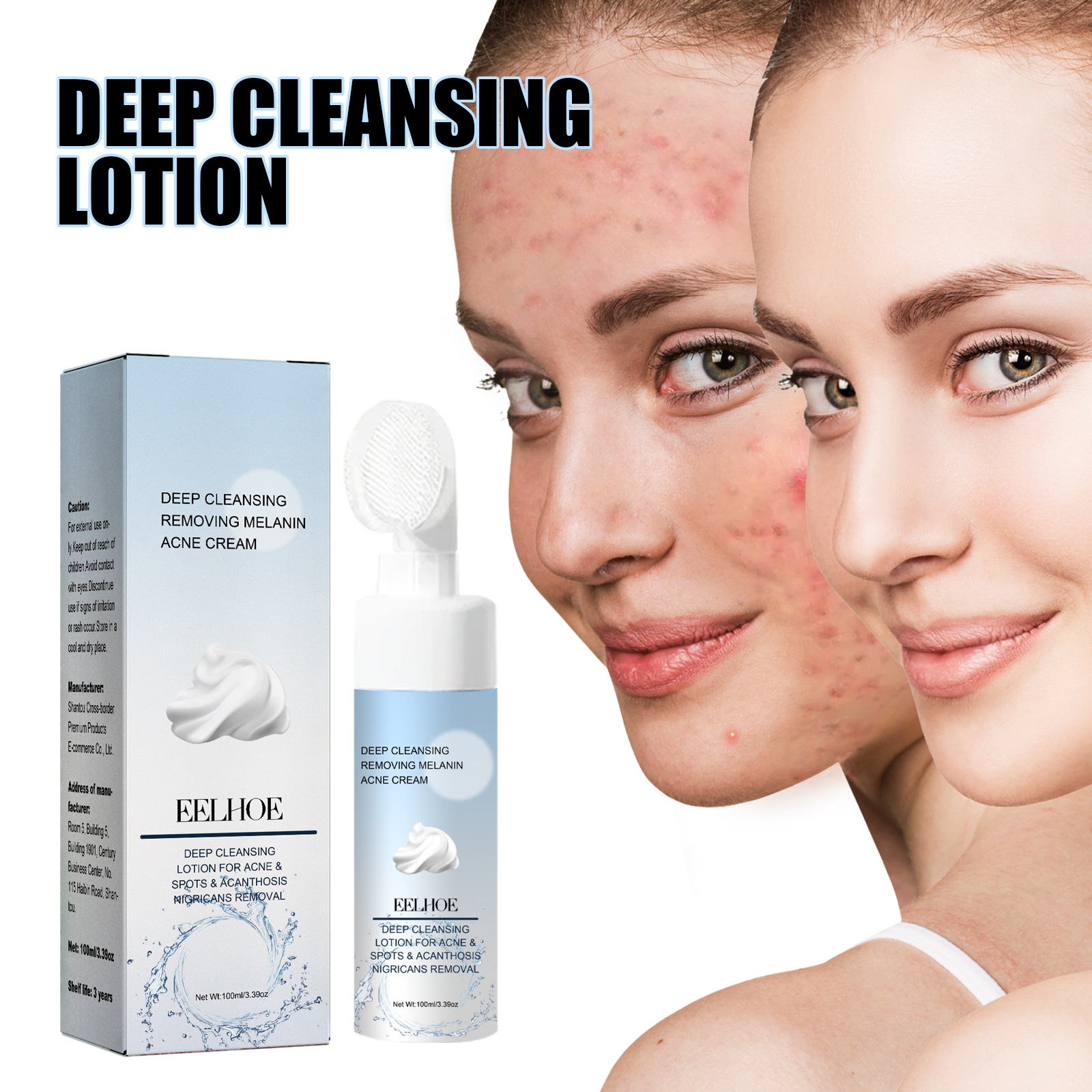 Eelhoe Facial Cleanser Deep Cleansing Lotion Fade Skin Acne Acne Black Acanthosis Whitening Skin Beauty