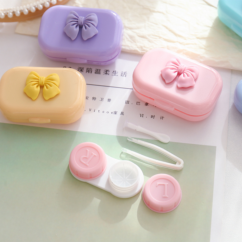 Portable Contact Lens Case Compact Mini Cute Ins Girl Heart Myopia Colored Contact Lenses Case Contact Lens Case Companion Box