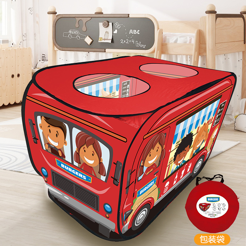 Children's Cartoon Bus Indoor Tent Automatic Pop-up Skylight Tent Outdoor Picnic Toy Interactive Game House