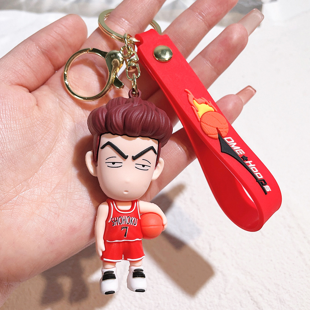 Japanese Slam Dunk Basketball Keychain Rukawa Kaede Hanamichi Sakuragi Car Shape School Bag Pendant Small Gift Wholesale