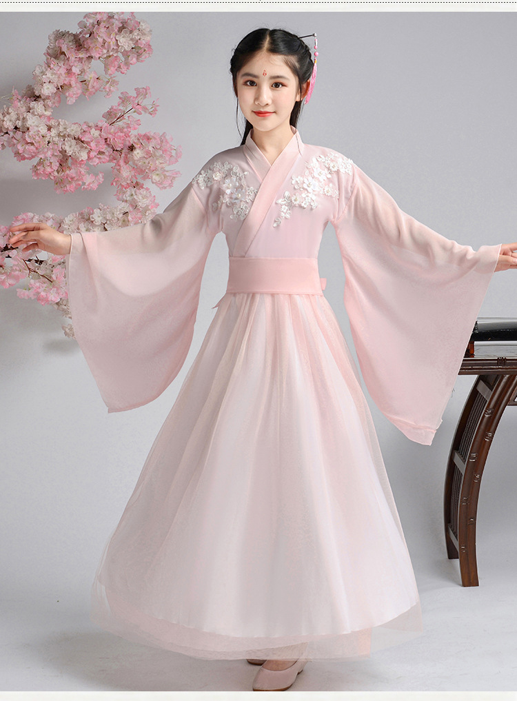 儿童汉服女童古装超仙中国风10岁小女孩襦裙小学生汉服仙女服春秋