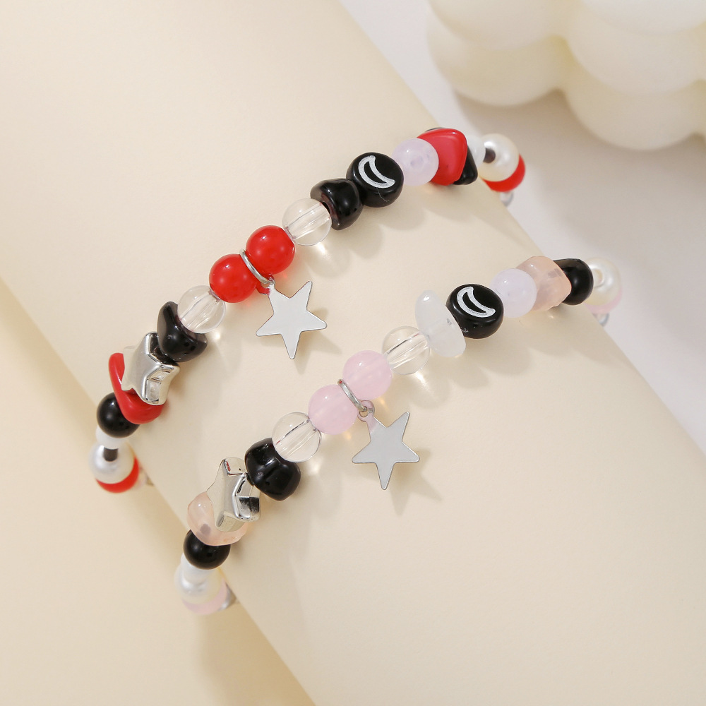 新款跨境热销万圣节蜘蛛爱心星星手链 串珠弹力可调情侣节日手链