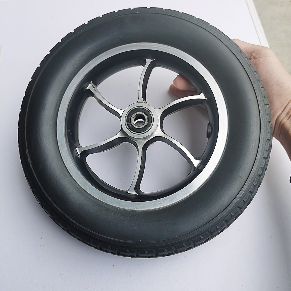 10寸pu实心轮 电动代步车电动轮椅前轮万向轮 工厂批发五叉小圆轮