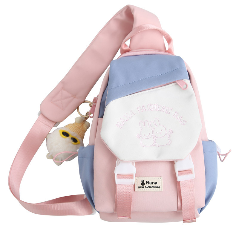 Chest Bag Trendy College Student Women Harajuku Simple Shoulder Messenger Bag Small Backpack