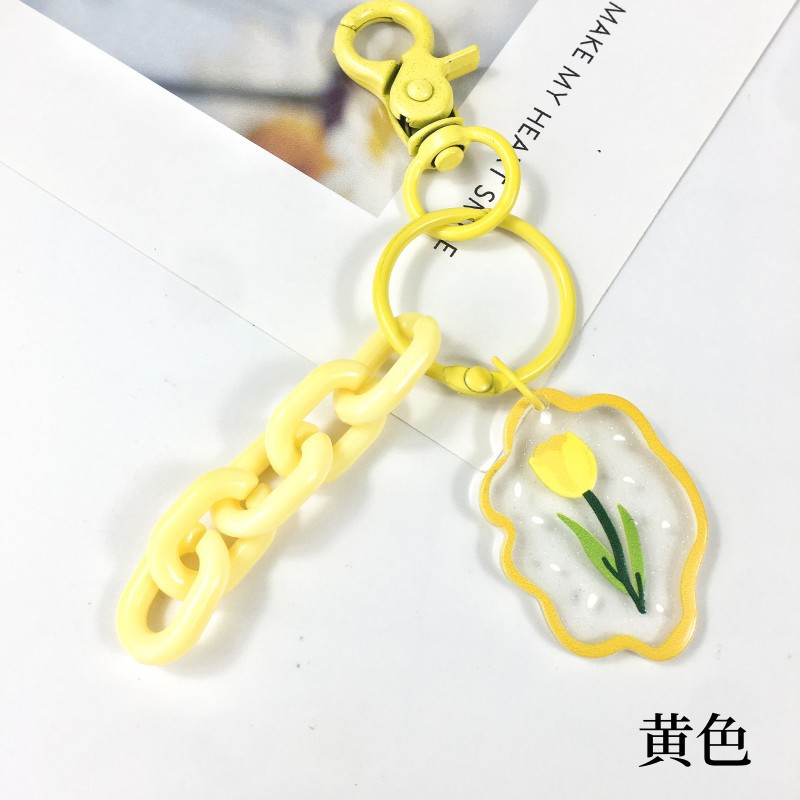 DIY Acrylic Chain Embossed Printed Keychain Pendant Opening Ring Buckle Purse Accessories Phone Case Decoration