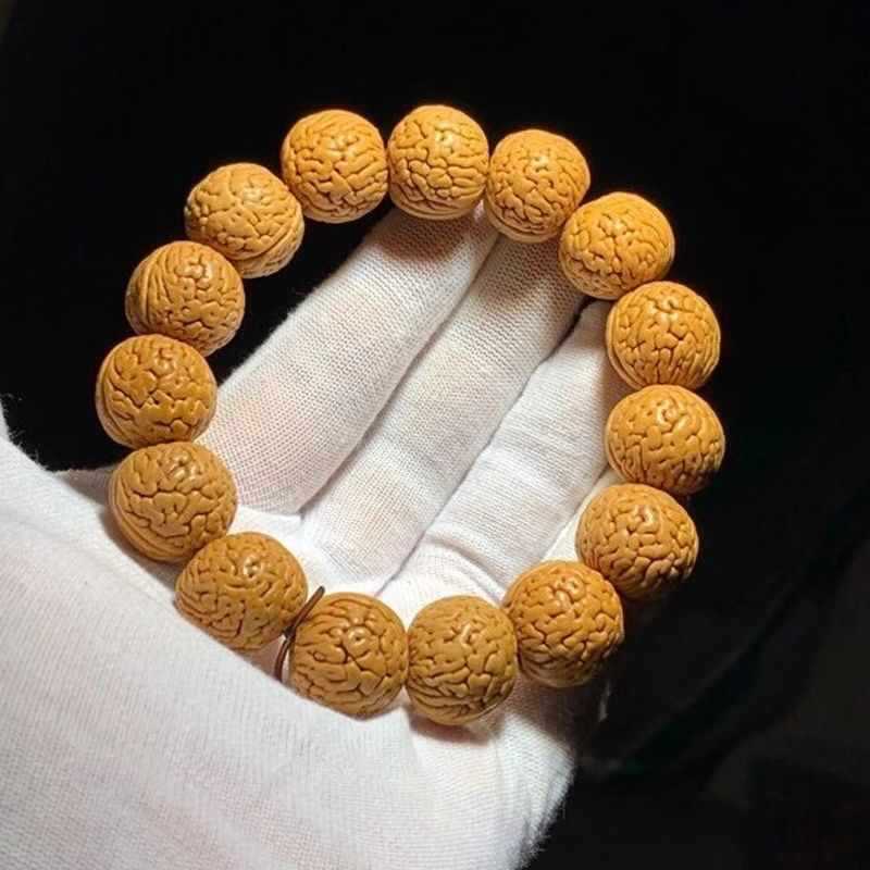 脑纹山桃核手串男女款桃木核桃手串小核桃原籽文玩桃胡佛珠手链