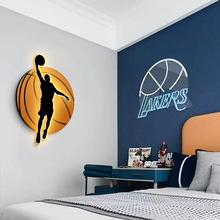 led灯男孩儿童房间卧室床头装饰画nba篮球客厅沙发背景墙挂画玄关