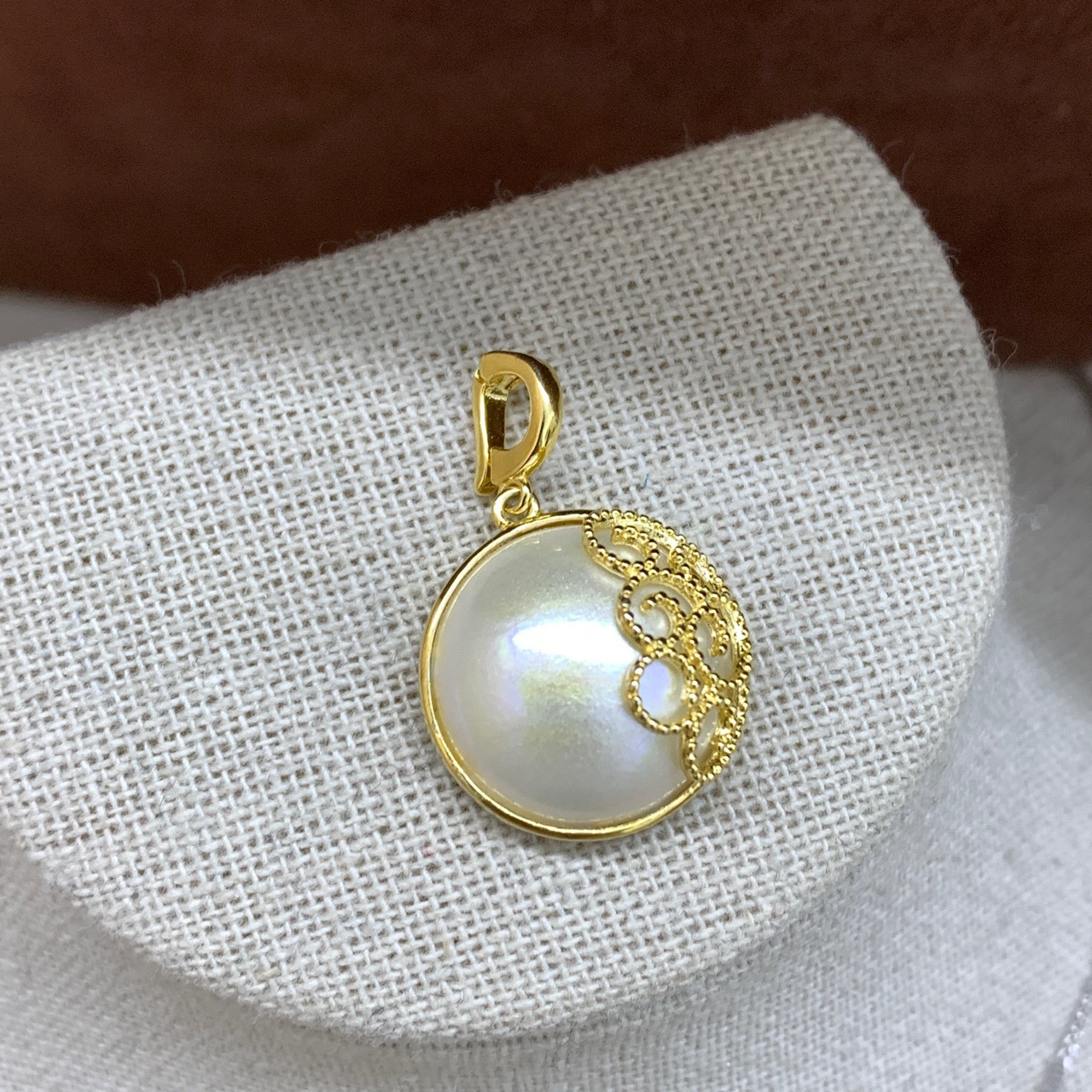 花千骨 海水珍珠马贝白色马贝圆形纯银吊坠 可掰扣 16mm-阿里巴巴