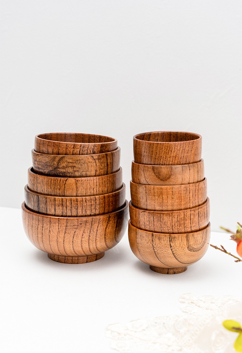 日式酸枣木木碗泡面碗家用防烫圆形碗汤碗饭碗木质中式碗厂家批发