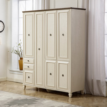 美式衣柜纯实木四门大衣橱轻奢实木白色家具平开门卧室储物柜