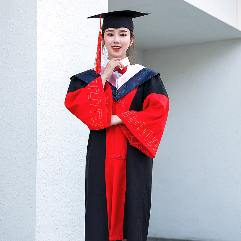 博士服大学毕业 毕业典礼服装学位服 文理工科垂布学位帽平纹尼