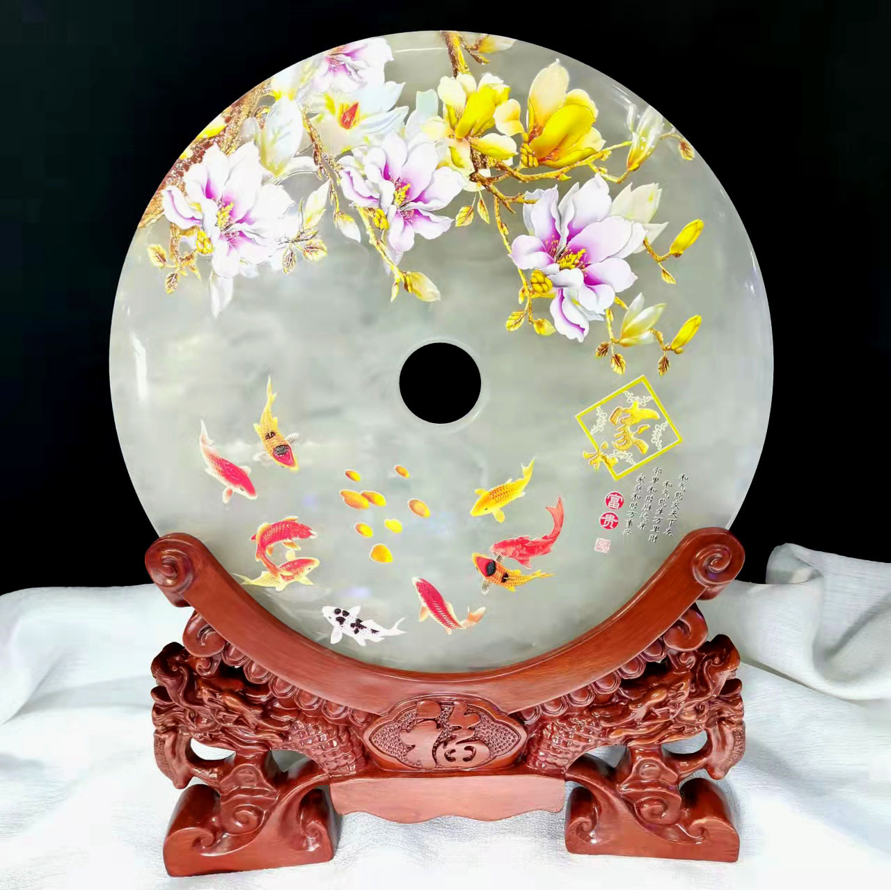 原矿玉石摆件平安扣家居办公室客厅摆设品玉璧教师节礼品工艺品