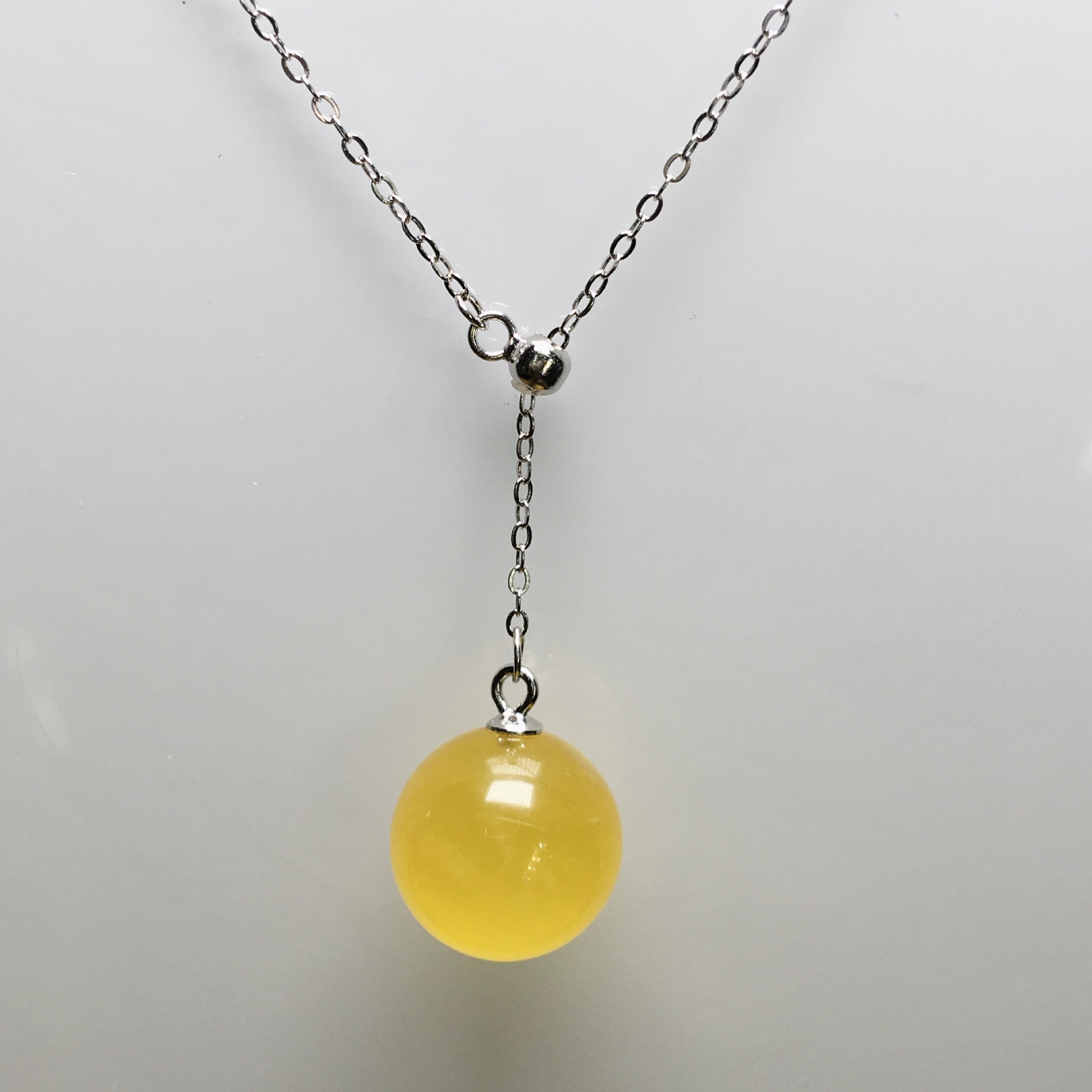 蜜蜡圆珠吊坠 s925银镶嵌 蜜蜡琥珀项链 蜜蜡单珠项链-阿里巴巴