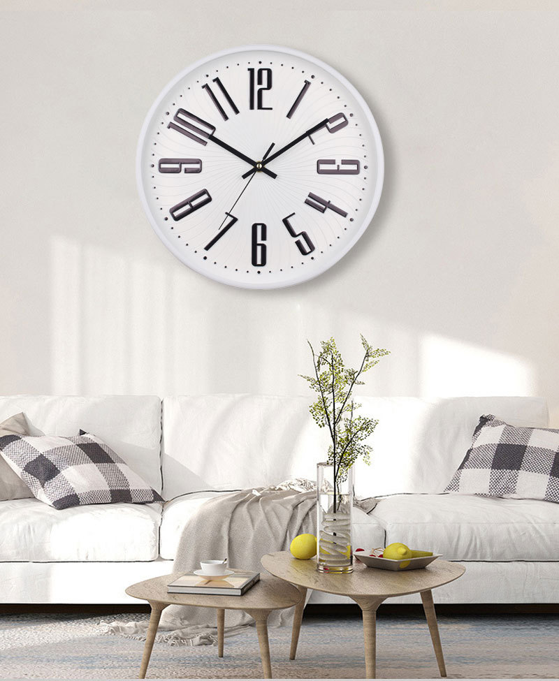 Modern and Unique Creative Mute Clock Household Font Clear Wall Mounted Clock Mute on Time Second Sweeping Electronic Quartz Clock