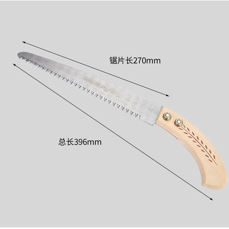 Agricultural Tools Leaf Wooden Handle Fruit Branch Saw 270 Long 2 3 Sides Grinding Teeth Pruning Fruit Tree Saw Logging Small Hand Saw