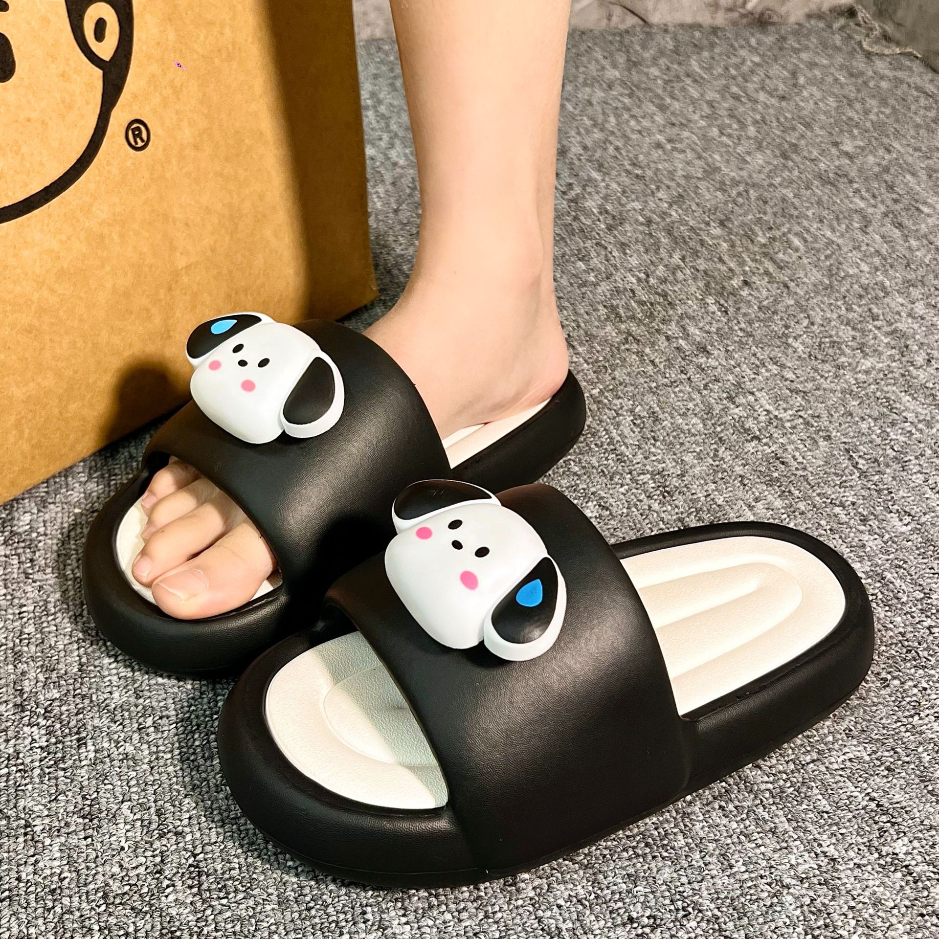 2024新款可爱狗狗拖鞋女士夏外穿网红室内厚底可拆洗外穿凉拖鞋女