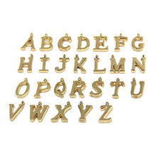 锌合金26个外孔小字母diy饰品项链手环吊坠手机挂件配饰浅金